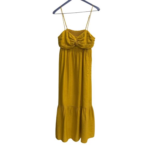 Joie Chayton Dress Mustard Yellow Ruffle Hem Midi Dress Size 6 - Picture 1 of 7